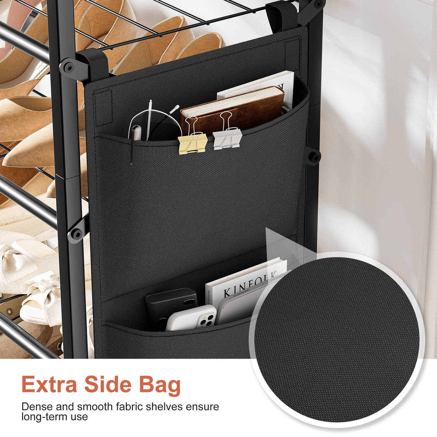 BGTREND 6-Tier Metal Shoe Rack Organizer with Wooden Top, 18-24 Pairs Shoe Storage Shelf for Entryway Hallway (39.17” Tall, Brown)